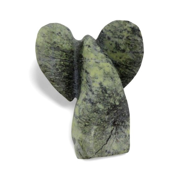 Elephant Hand Carved Green Leopard Rock Stone South Africa Signed 4.5" - Picture 8 of 10